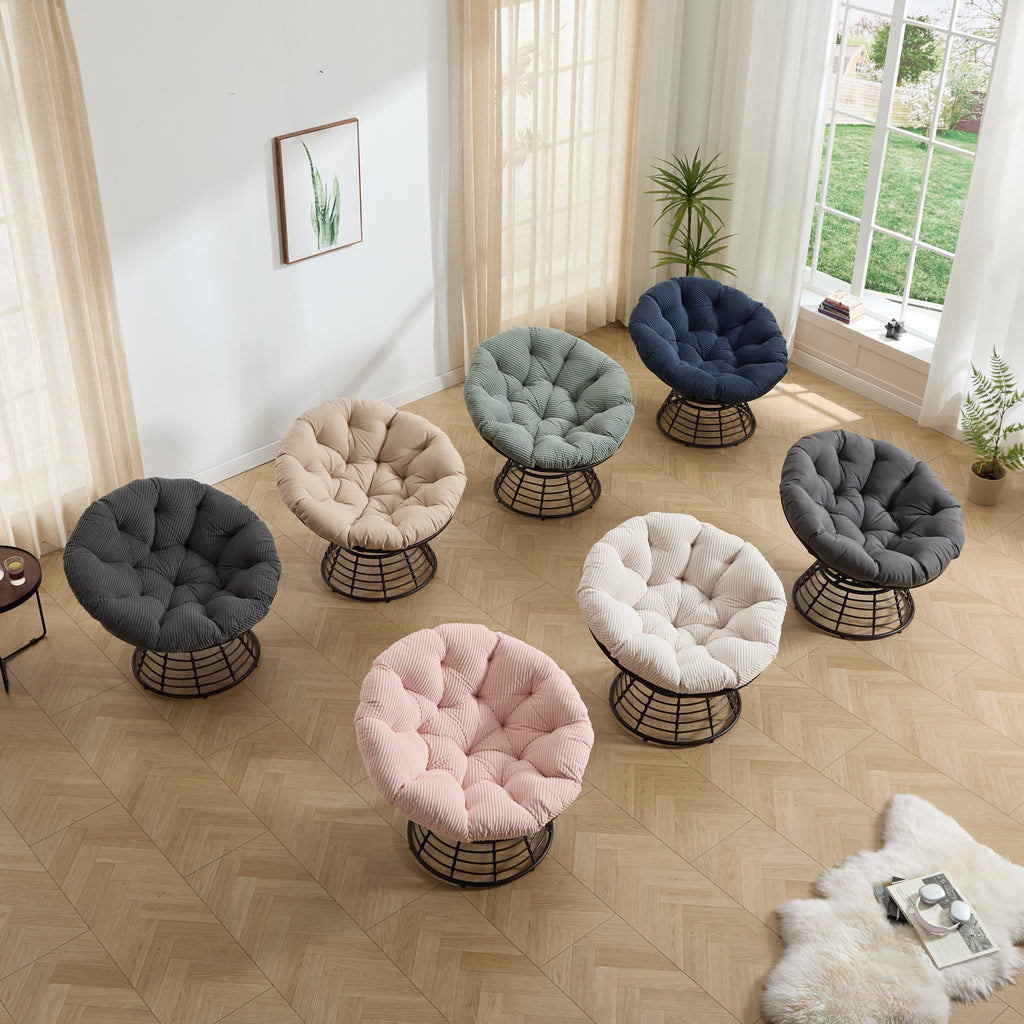 Comfortable Ergonomic Wicker Papasan Chair, 360° Swivel Indoor Outdoor Rattan