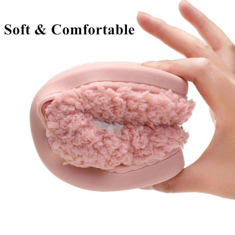 Winter Short Plush Cotton Home Slippers Women Indoor Floor Footwear Fashion Men Household Warm Slides Flat Couple House Slippers With Memory Foam Snd Comfortable Warm Shoes